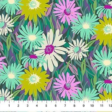 Daisy Crush Unchained Midnight Black 100% Rayon Dress weight Figo Fabrics