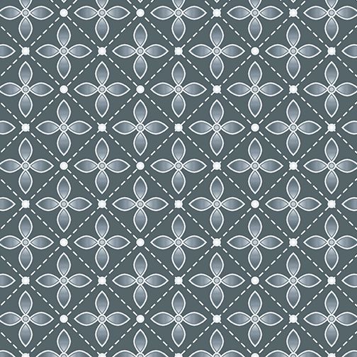 Diamonds Steel Free Motion Fantasy Silver Benartex