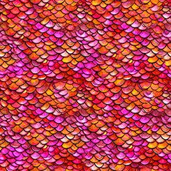 Dragon's Song Dragon Scales Red Orange QT Fabrics