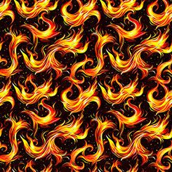Dragon's Song Flames Black QT Fabrics