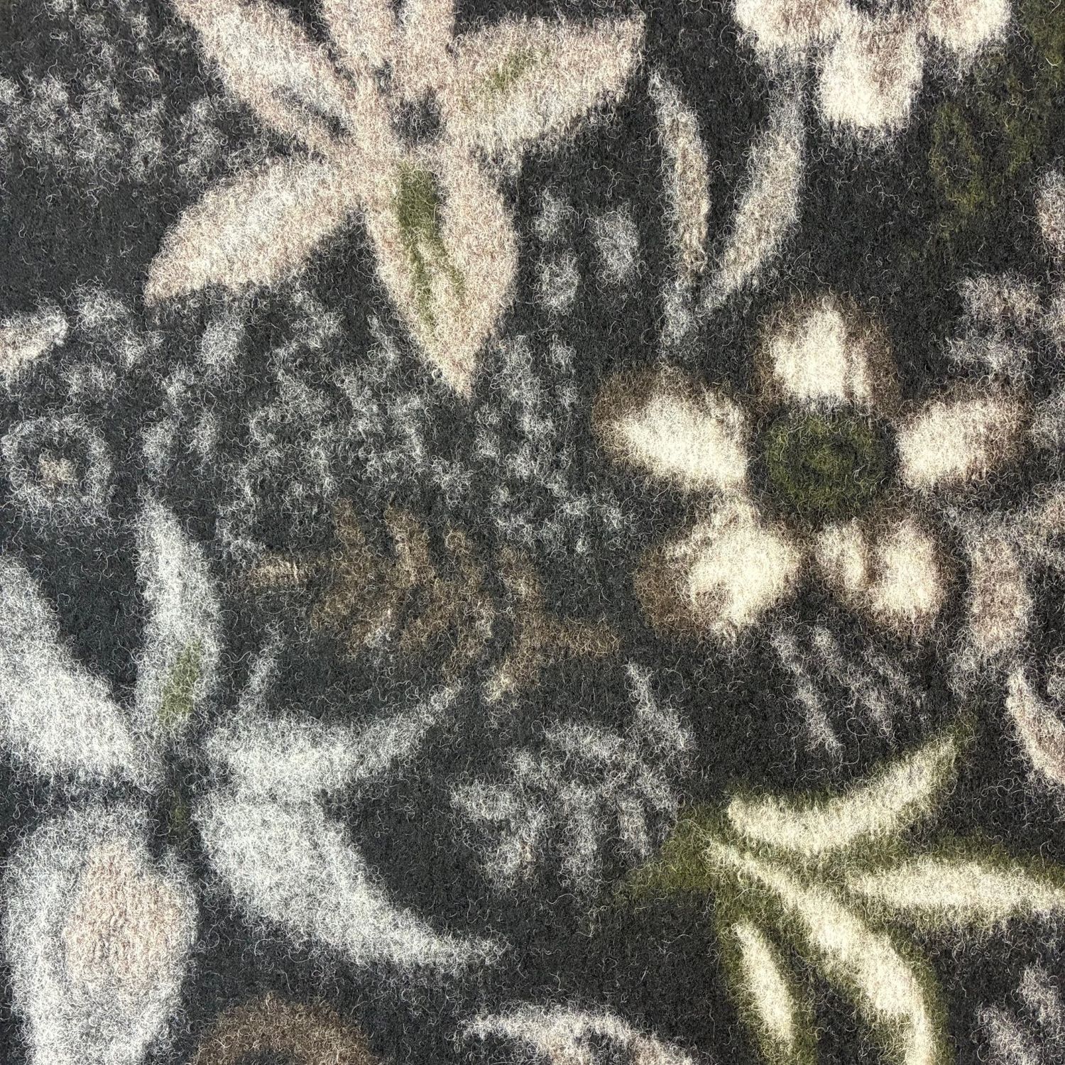 EB Italian Coating Boiled Wool Knit Floral Black Brown