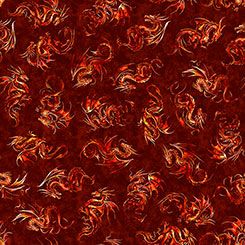 Dragon's Song Dragon Linocut Brick QT Fabrics