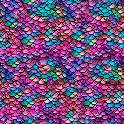 Dragon's Song Dragon Scales Pink Turquoise QT Fabrics