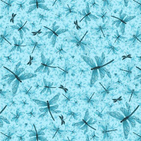 Dragonfly Garden - Dragonfly Toss Lt. Turquoise QT Fabrics