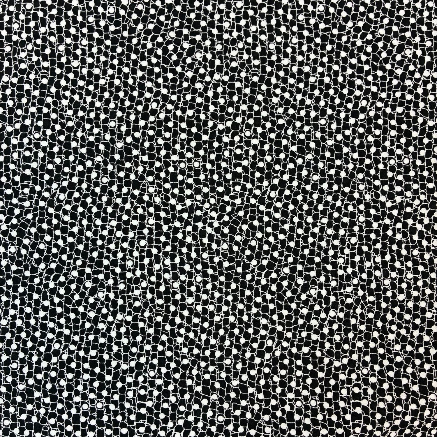 EB Italian Black White Print Stretch Cotton Twill 48" Bottom Weight