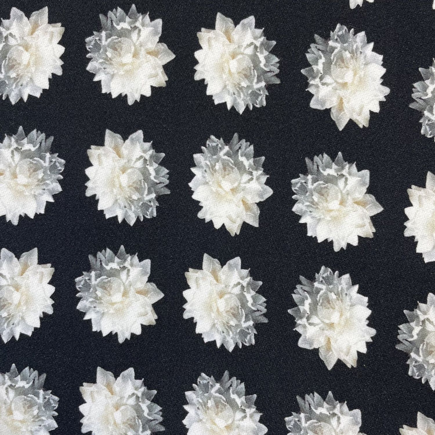 EB Italian Max Mara Black Floral Viscose 4-Ply Crepe 60"