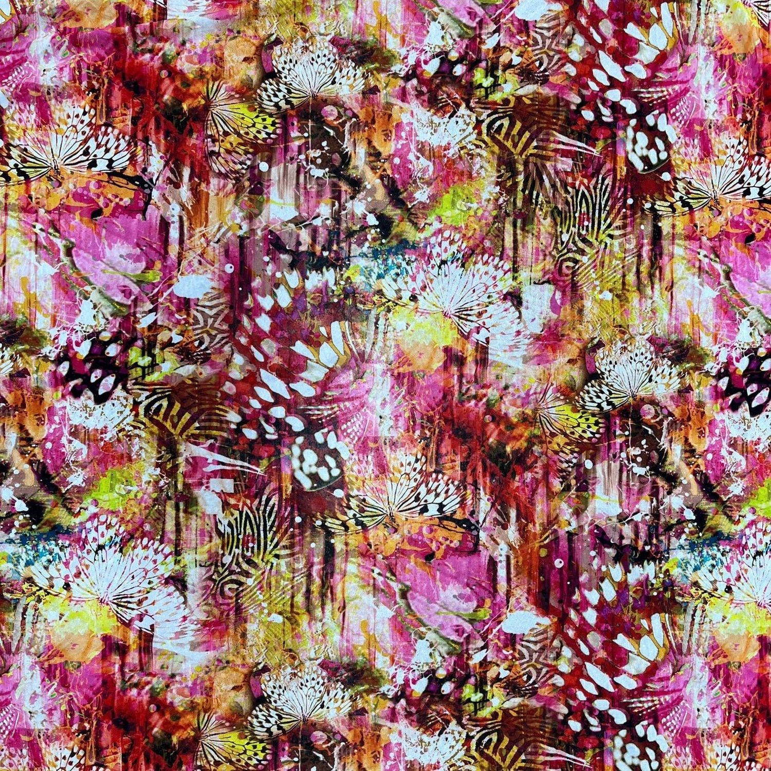 EB Italian Polyester Mesh Pink &amp; Brown Print