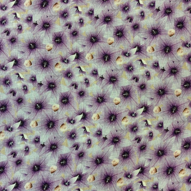EB Italian Wool Challis Purple Lilies