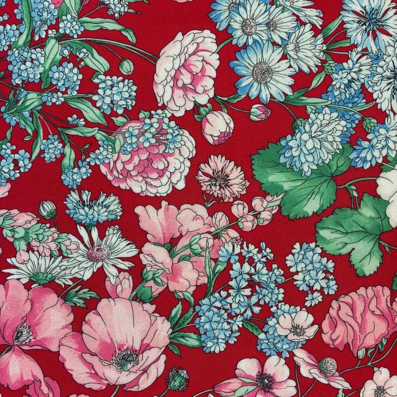 EB Italian Red Floral Viscose Georgette 54"