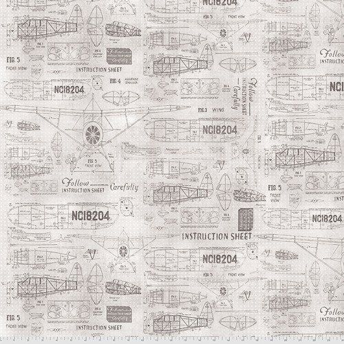 EOB 2.5 yd Tim Holtz Parchment Airplanes Free Spirit Fabrics Quilting Cotton