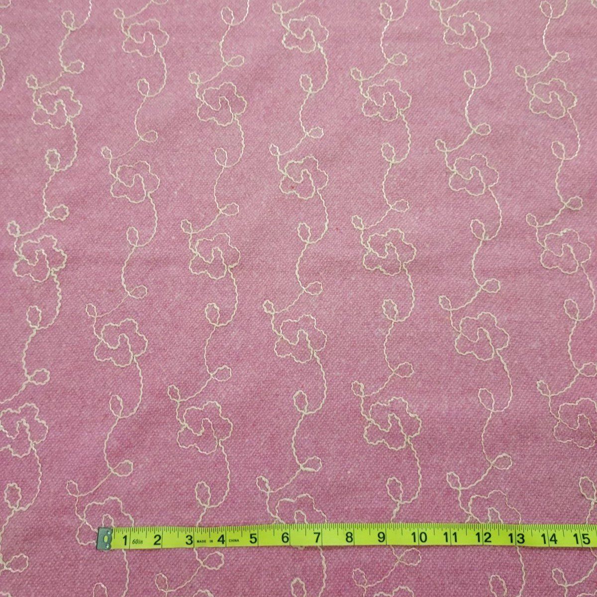 EB Italian Coating Embroidered Cotton Wool Blend Pink