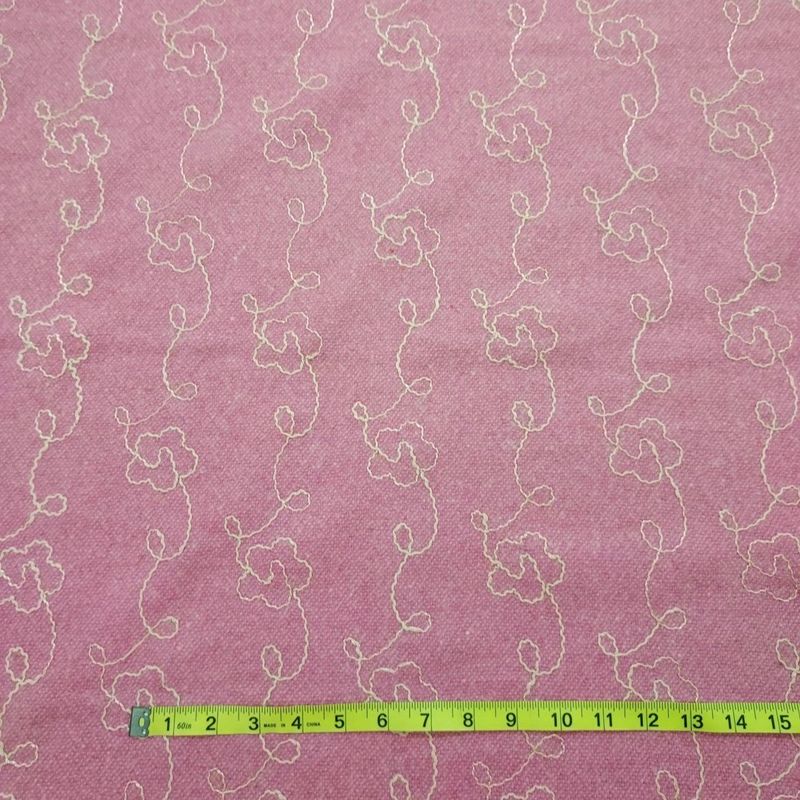 EB Italian Coating Embroidered Cotton Wool Blend Pink