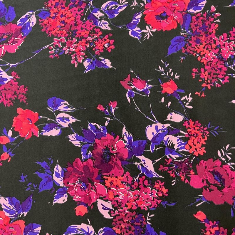 EB Italian Viscose Crepe Pink/Purple &amp; Black 58" wide