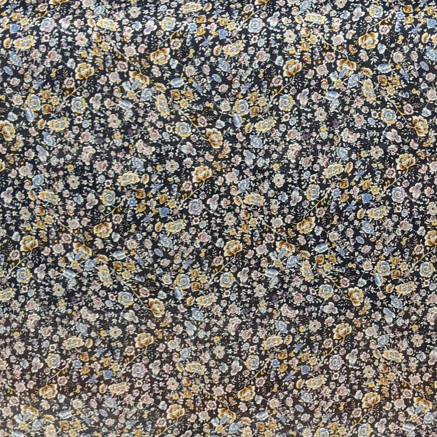 EB Italian Viscose &amp; Silk Crinkle Navy Floral