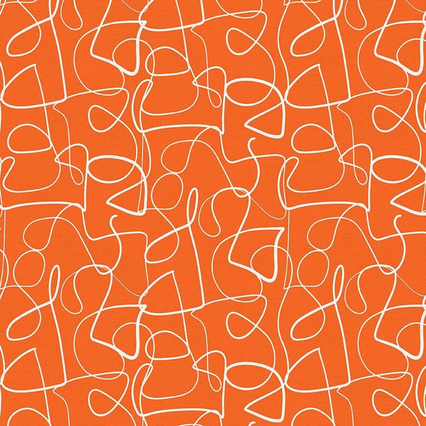 EOB 1.625 yd Paintbrush Studios -Squiggly Lines Orange Double Gauze 44"