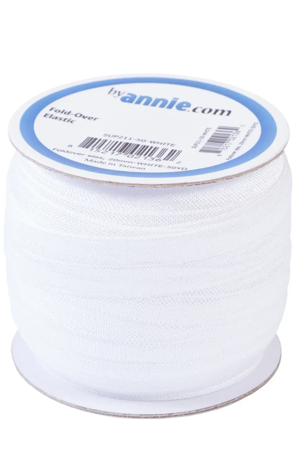 Fold-over Elastic White 3/4in per yard