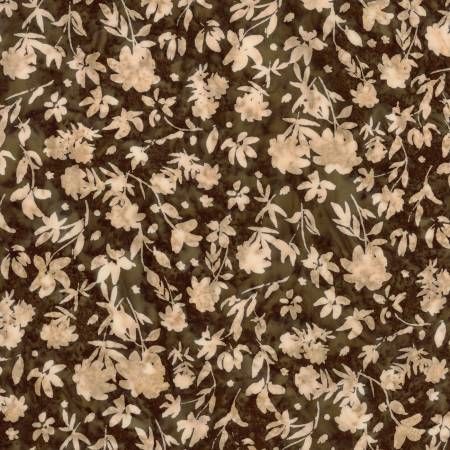 Flower Mix Sew Soft Rayon Olive Batik Riley Blake
