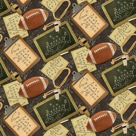 Grid Iron Charcoal/Multi Touchdown Benartex