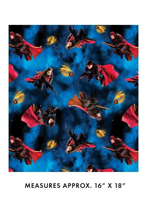 Harry Potter Playing Quidditch Blue Benartex