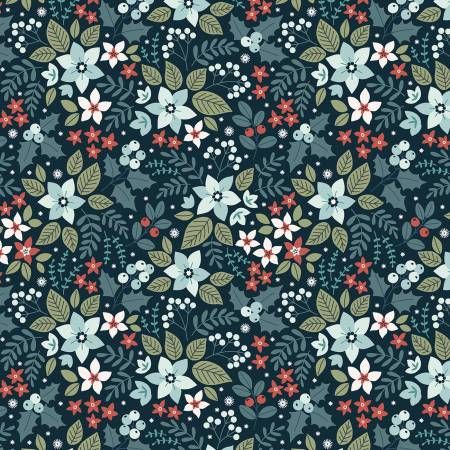 Holly &amp; Hearth Yule Midnight Benartex Quilting Cotton