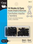 Hooks &amp; Eyes Black 14ct Size 3