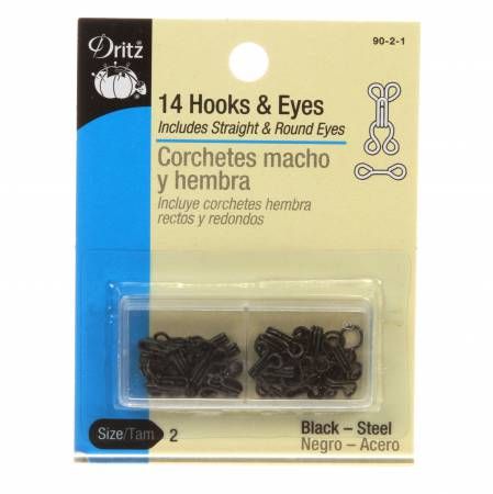 Hooks &amp; Eyes Black 14ct Size 2