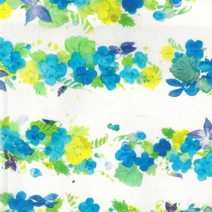 Floral Stripes Cotton/Linen Poplin Kokka Japanese Shirting fabric