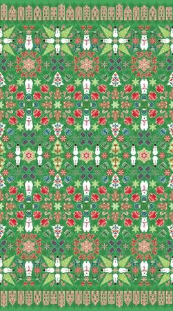 Gingerbread Lane Village Square Evergreen Benartex Quilting Cotton