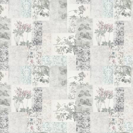 Harmony Light Pewter Digital Patchwork by Clothworks