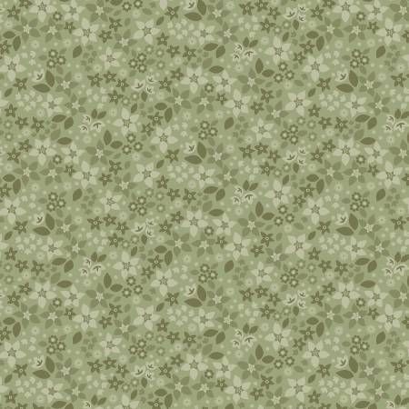Holly &amp; Hearth Star Flowers Evergreen Benartex Quilting Cotton