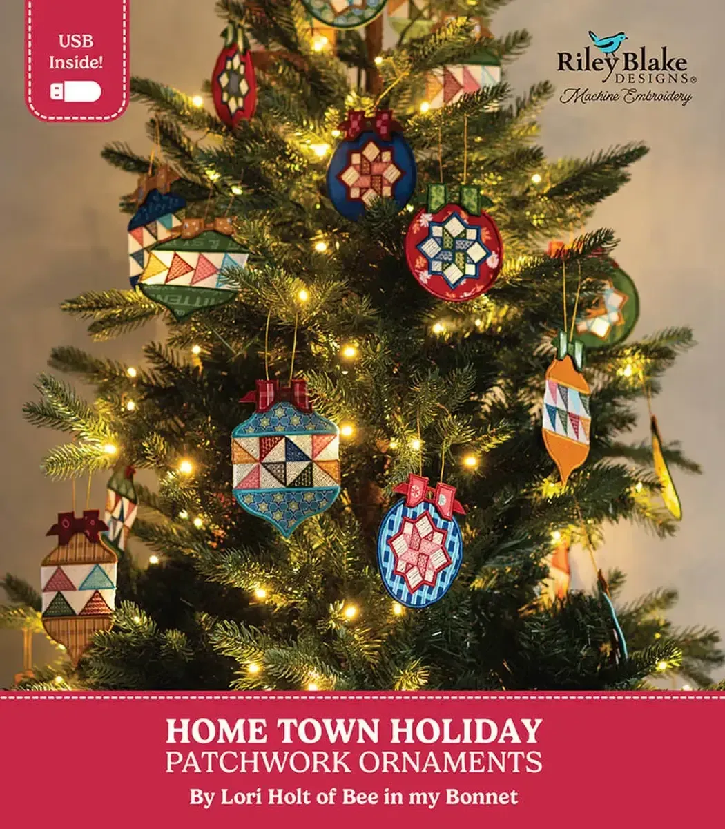 Home Town Holiday Patchwork Ornaments by Lori Holt - Machine Embroidery designs on USB