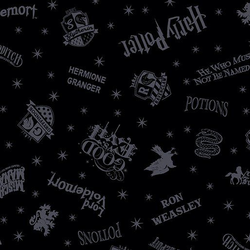Harry Potter Shadow Words Black Benartex