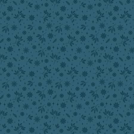 Holly &amp; Hearth Flurries Teal Benartex Quilting Cotton