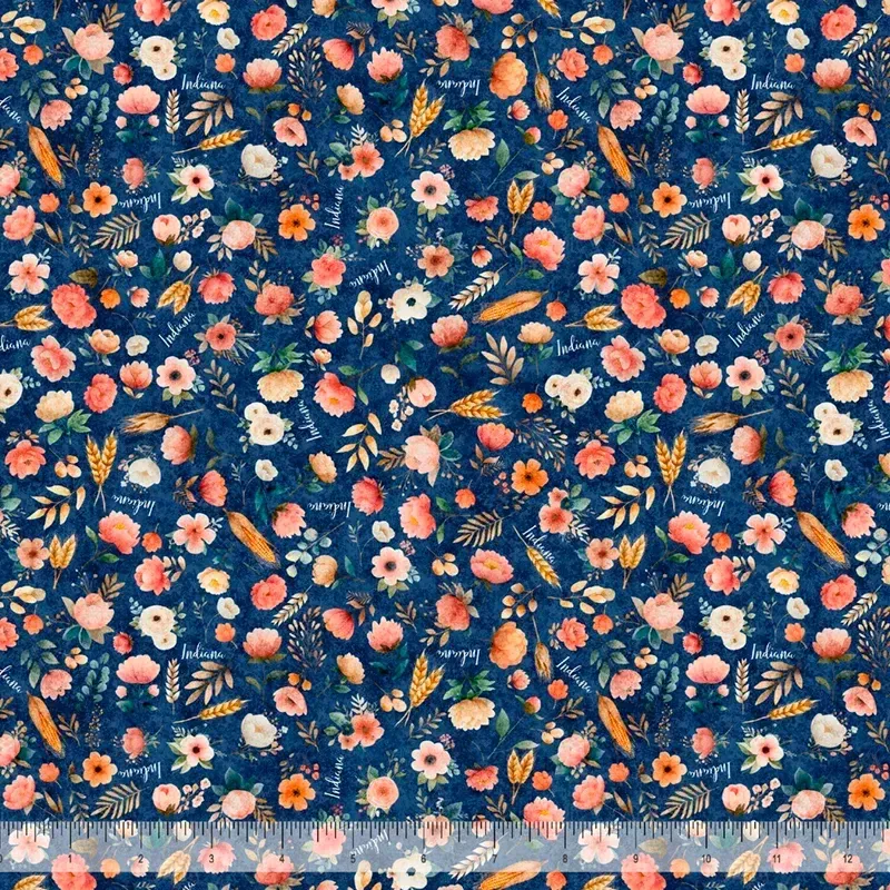 INDIANA SHOP HOP 2026 - Peonies Navy CLEARANCE
