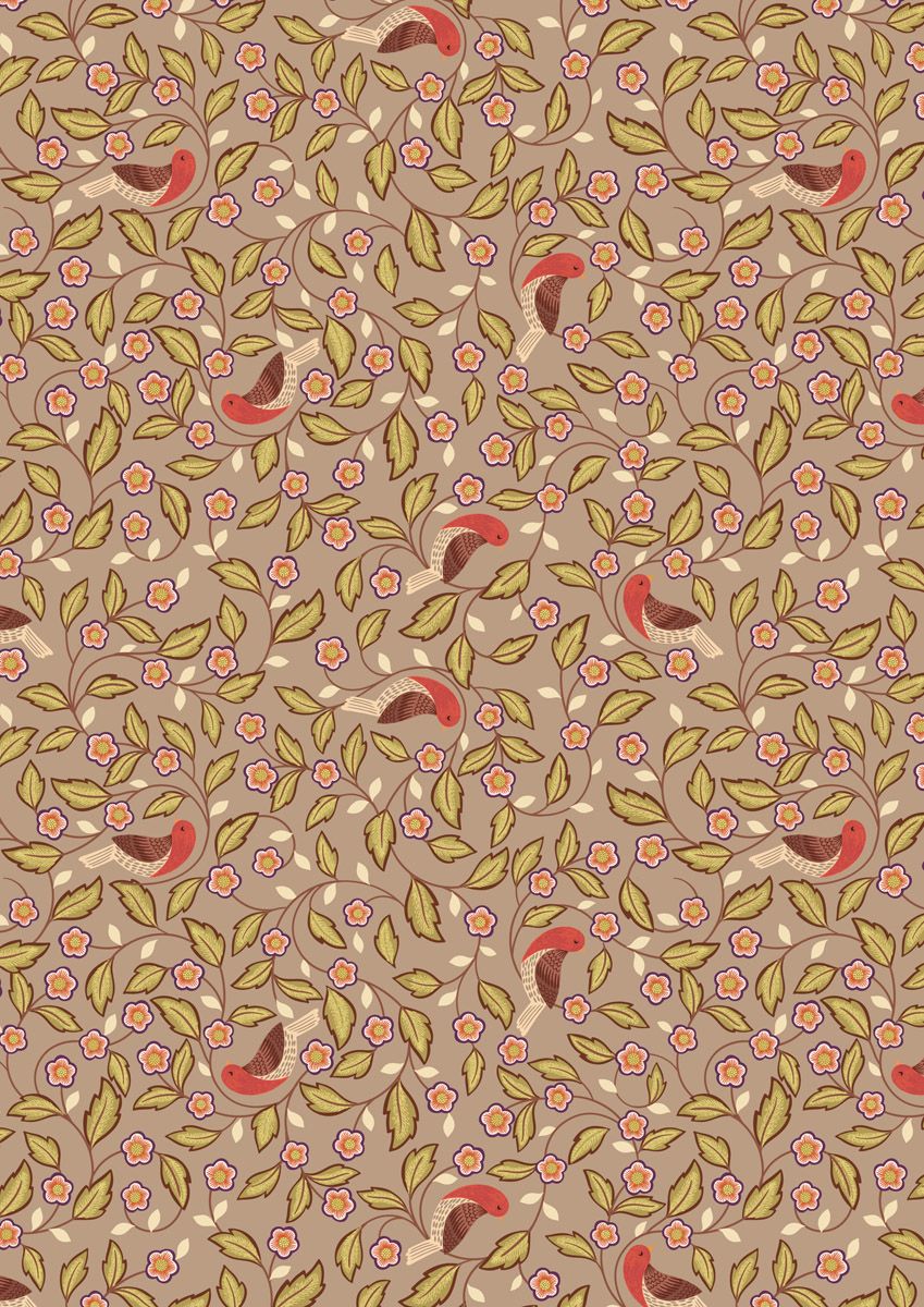 Isabella Arts &amp; Crafts Birds on Dark Taupe Lewis &amp; Irene