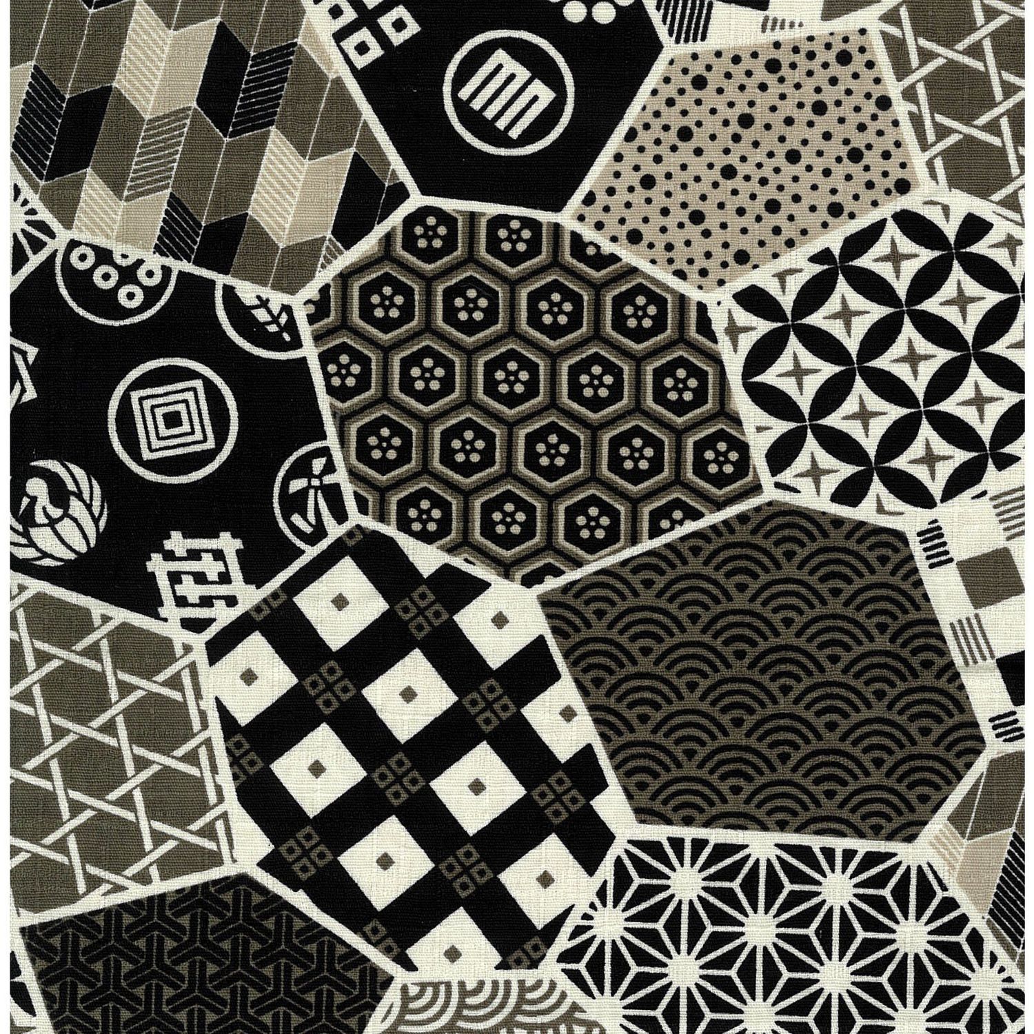 Iroha Diary Black White Geometric Cotton Dobby Kokka