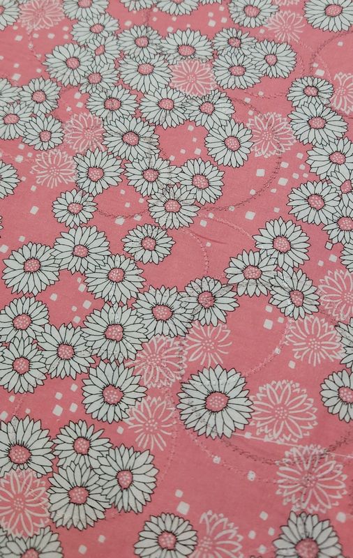 Italian Cotton Embroidered Pink Daisy Print