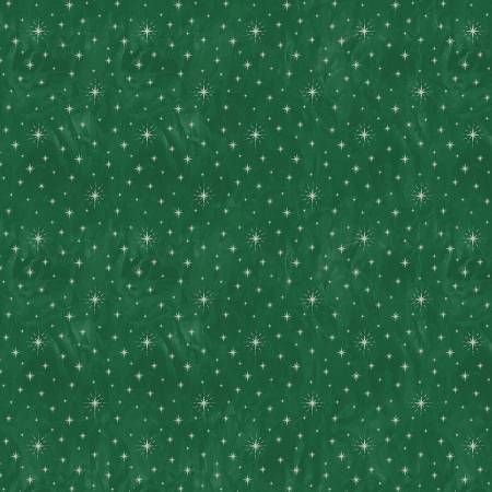 Jolly Christmas Green Twinkle Stars Windham Fabrics