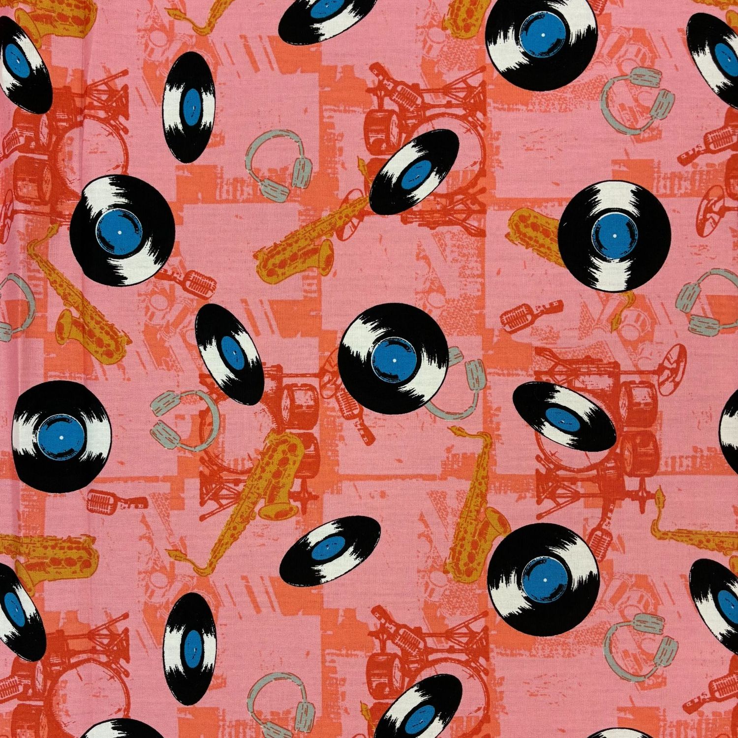 Japanese Cotton Broadcloth Jazz Saxophone Vinyl Pink Sevenberry 45"