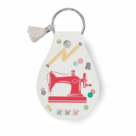 Leather Circle Key Chain My Happy Place Sewing Machine
