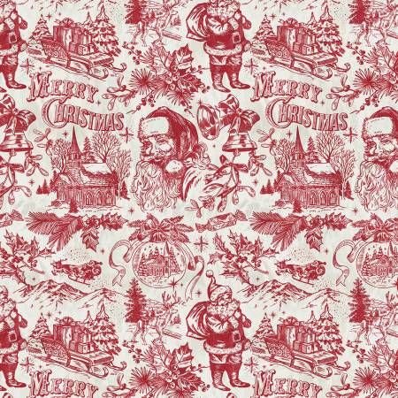 Jolly Christmas Ivory/Red Santa Toile Windham Fabric