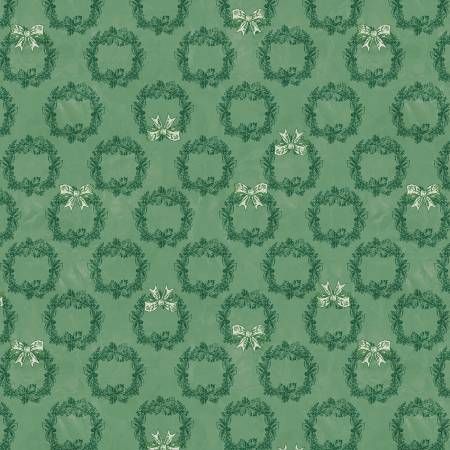 Jolly Christmas Light Green Holiday Wreath Windham Fabrics