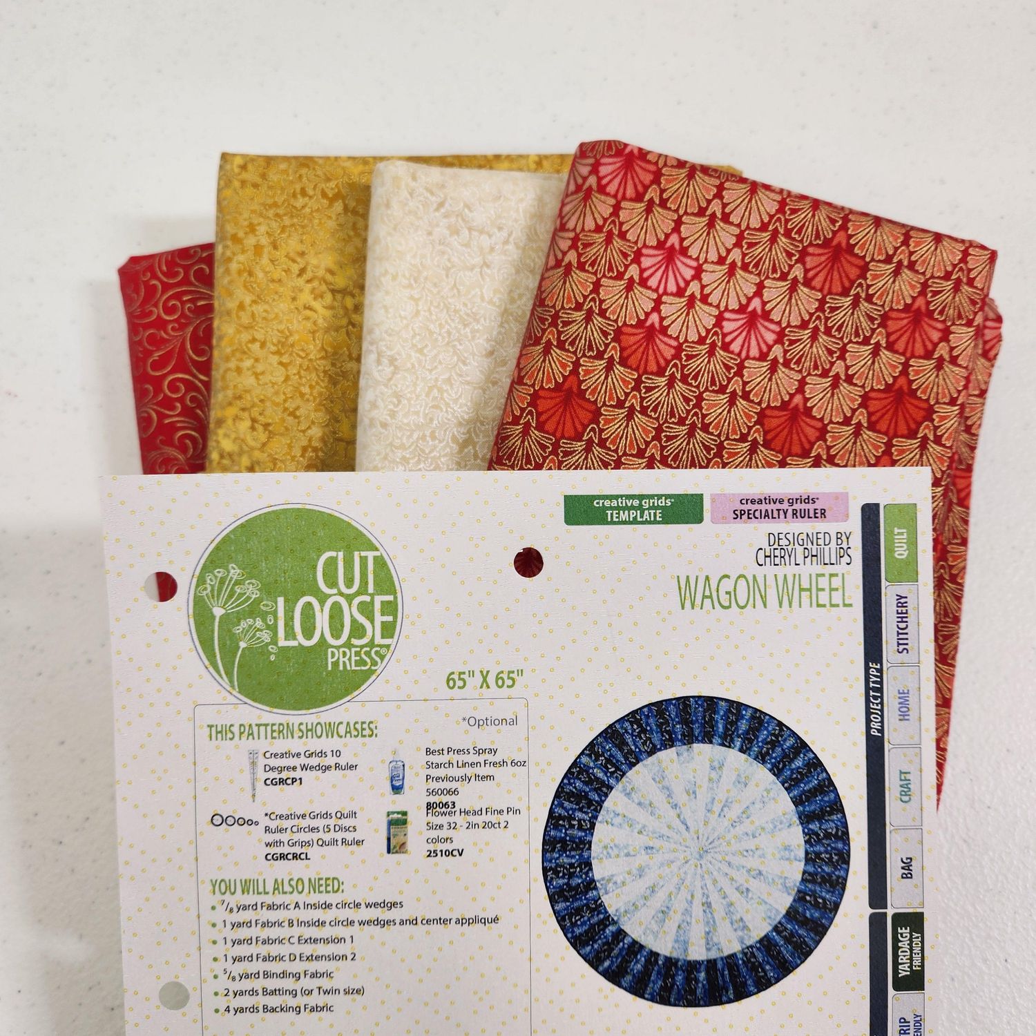 Kit: Christmas Tree Skirt Red/Gold Wagon Wheel CLEARANCE