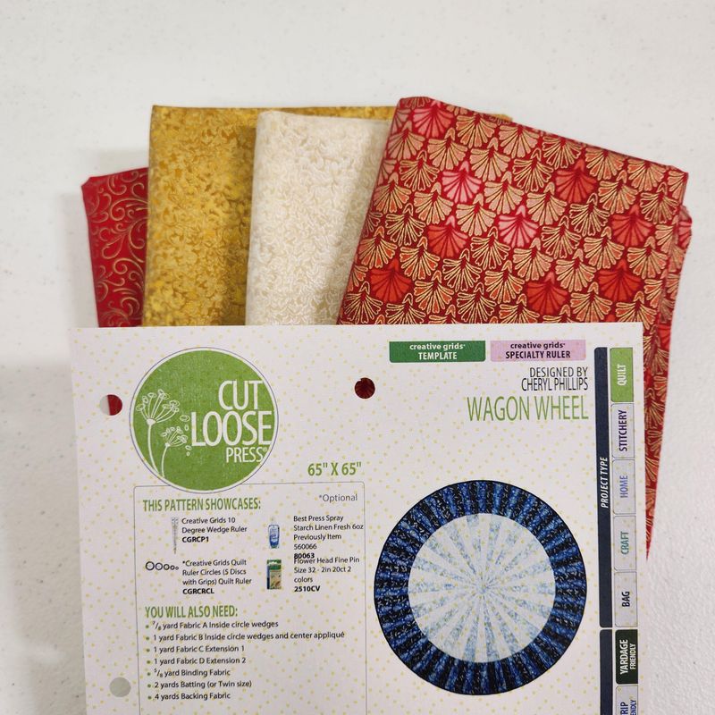 Kit: Christmas Tree Skirt Red/Gold Wagon Wheel CLEARANCE