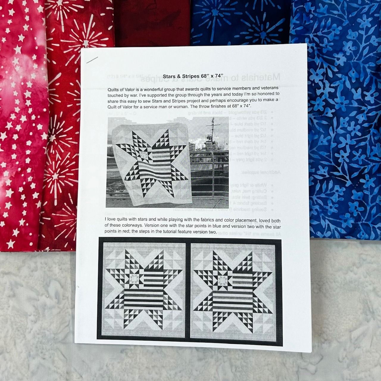 Kit: Quilt of Valor Kit Bernina - We All Sew Pattern Quilting Cotton Batik