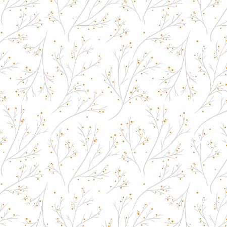 Lower the Volume Branches White Blank Quilting