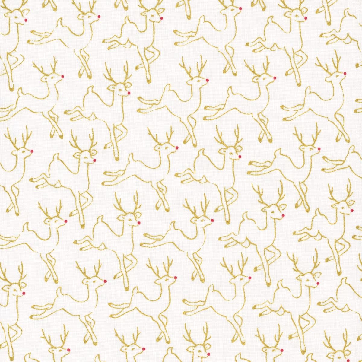 Merry Mix Deer Metallic White Gold Maywood Studios Quilting Cotton
