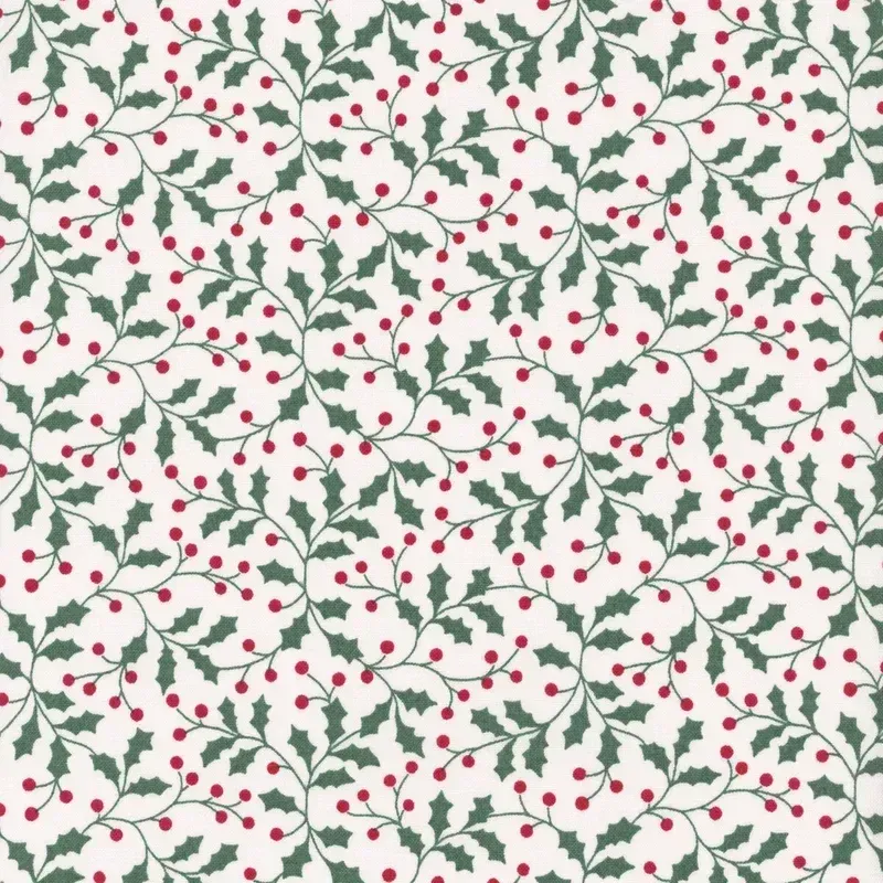 Merry Mix Holly and Berries White Multi Maywood Studios Quilting Cotton