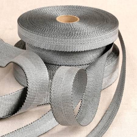 Metalized Webbing Silver &amp; Black 1-3/16in