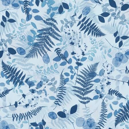 Naturescape Digital Ferns Pale Blue by Clothworks